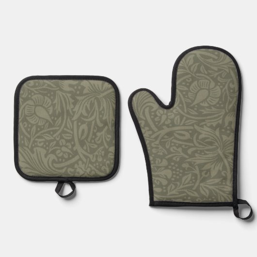 William Morris Narcis Bloemig Behang Ovenwant & Pannenlap Set (Voorkant)