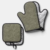 William Morris Narcis Bloemig Behang Ovenwant & Pannenlap Set (Voorkant / Achterkant)
