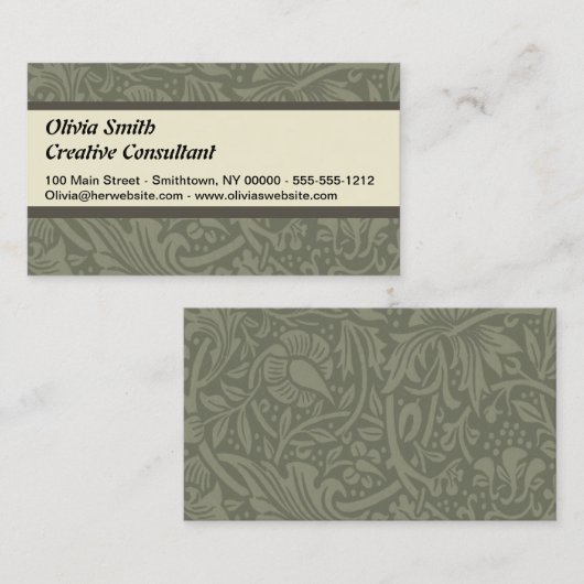 William Morris Narcis Bloemig Behang Visitekaartje (Voorkant / Achterkant)