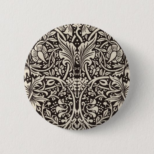 William Morris Narcis Bloemig Behangpatroon Ronde Button 5,7 Cm (Voorkant)
