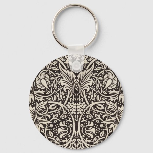 William Morris Narcis Bloemig Behangpatroon Sleutelhanger (Voorkant)
