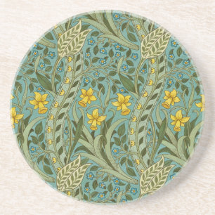 William Morris Narcissen Bloempatroon Klassieker Zandsteen Onderzetter