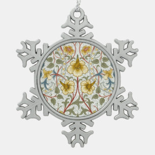William Morris Narcissen Bloempatroon Tin Sneeuwvlok Ornament
