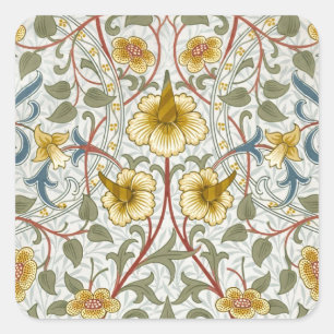 William Morris Narcissen Bloempatroon Vierkante Sticker