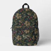  William Morris Navy Blauw Rood Chrysanthemum Bedrukte Rugzak (Voorkant)