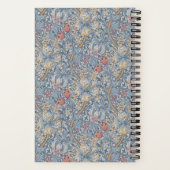  William Morris Navy Blauw Rood Chrysanthemum Notitieboek (Achterkant)