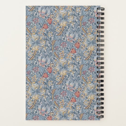  William Morris Navy Blauw Rood Chrysanthemum Notitieboek (Achterkant)