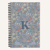  William Morris Navy Blauw Rood Chrysanthemum Notitieboek (Voorkant)