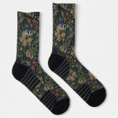  William Morris Navy Blauw Rood Chrysanthemum Sokken (Rechts)
