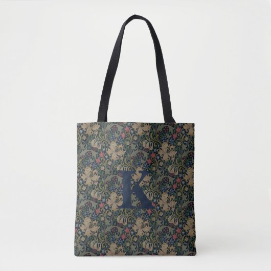  William Morris Navy Blauw Rood Chrysanthemum Tote Bag (Voorkant)
