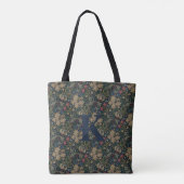  William Morris Navy Blauw Rood Chrysanthemum Tote Bag (Achterkant)