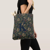  William Morris Navy Blauw Rood Chrysanthemum Tote Bag (Dichtbij)