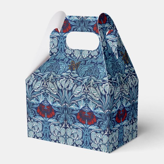 William Morris Navy Blauwe Tulp Roos Behang Bedankdoosjes (Voorkant Zijde)