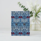 William Morris Navy Blauwe Tulp Roos Behang Briefkaart (Staand voorkant)