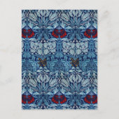 William Morris Navy Blauwe Tulp Roos Behang Briefkaart (Voorkant)