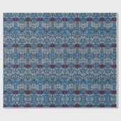 William Morris Navy Blauwe Tulp Roos Behang Cadeaupapier (Vlak)