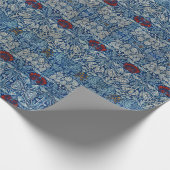 William Morris Navy Blauwe Tulp Roos Behang Cadeaupapier (Hoek)