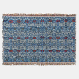William Morris Navy Blauwe Tulp Roos Behang Deken