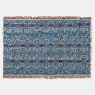 William Morris Navy Blauwe Tulp Roos Behang Deken