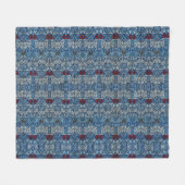 William Morris Navy Blauwe Tulp Roos Behang Fleece Deken (Voorkant (Horizontaal))