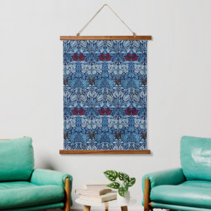 William Morris Navy Blauwe Tulp Roos Behang Hangend Wandkleed
