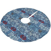 William Morris Navy Blauwe Tulp Roos Behang Kerstboom Rok (Gekanteld)