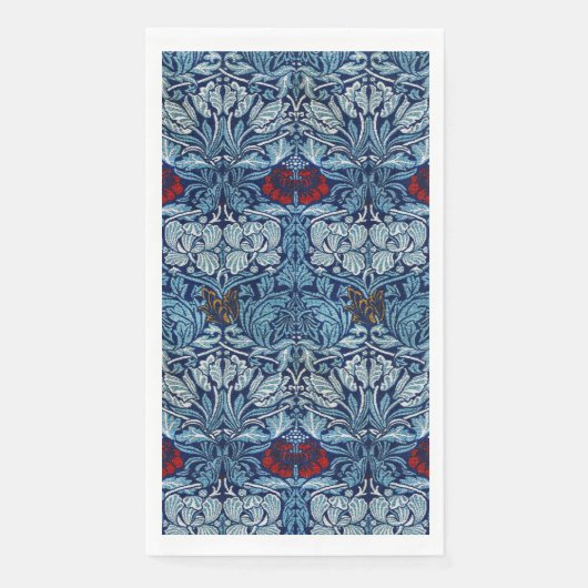 William Morris Navy Blauwe Tulp Roos Behang Servet (Voorkant)