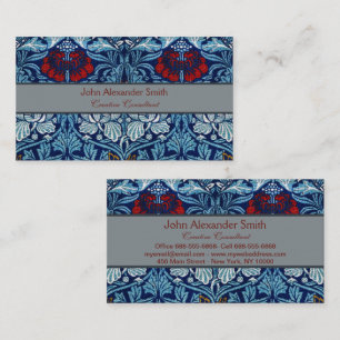 William Morris Navy Blauwe Tulp Roos Behang Visitekaartje
