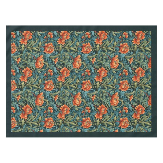 William Morris Nouveau terracotta pastel blauw sal Tafelkleed (Voorkant (Horizontaal))