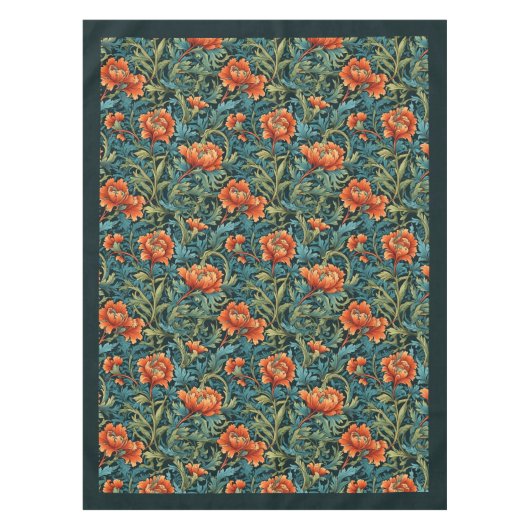 William Morris Nouveau terracotta pastel blauw sal Tafelkleed (Voorkant)