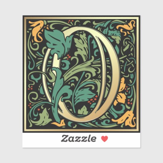 William Morris Numeral Nummer 0 Zero Woodcut Sticker (Vel)