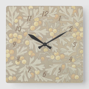 William Morris Oak en Acorn Square Clock Vierkante Klok