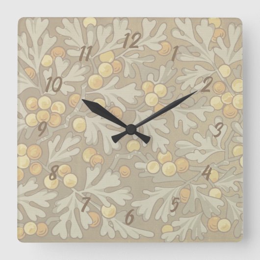 William Morris Oak en Acorn Square Clock Vierkante Klok (Voorkant)