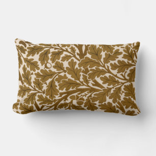 William Morris Oak Leaves, Coffee Brown en Beige Kussen
