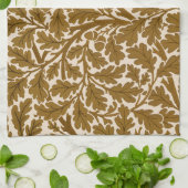 William Morris Oak Leaves, Coffee Brown en Beige Theedoek (Gevouwen)