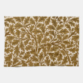 William Morris Oak Leaves, Coffee Brown en Beige Theedoek (Horizontaal)