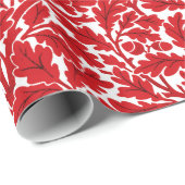 William Morris Oak Leaves, Deep Red en White Wrap Cadeaupapier (Rol Hoek)