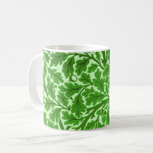 William Morris Oak Leaves, Emerald Green Koffiemok (Voorkant links)
