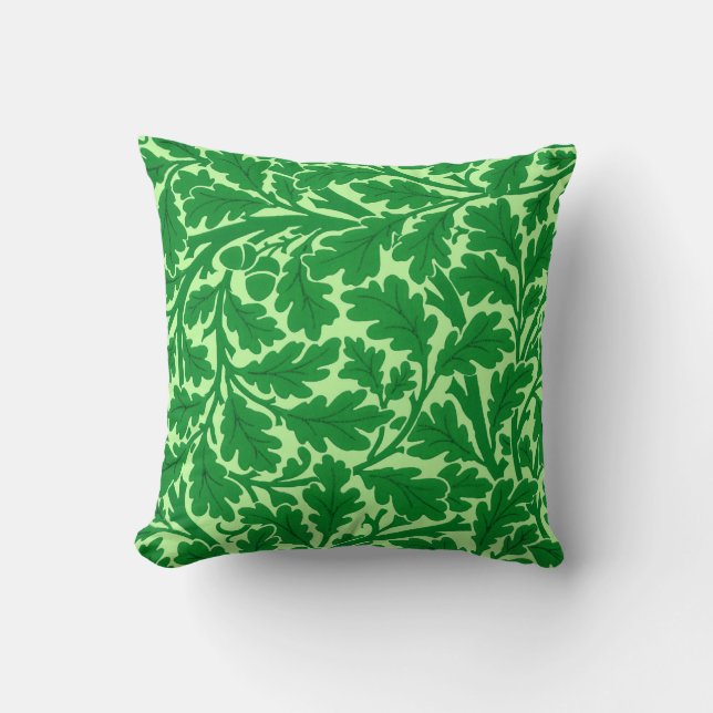 William Morris Oak Leaves, Emerald Green Kussen (Voorkant)