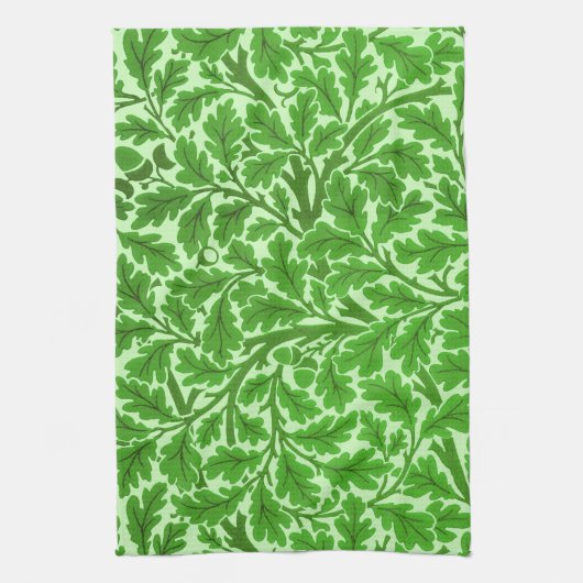 William Morris Oak Leaves, Emerald Green Theedoek (Verticaal)