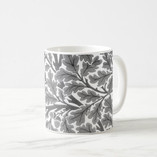William Morris Oak Leaves, Grey / Grey and White Koffiemok (Voorkant rechts)