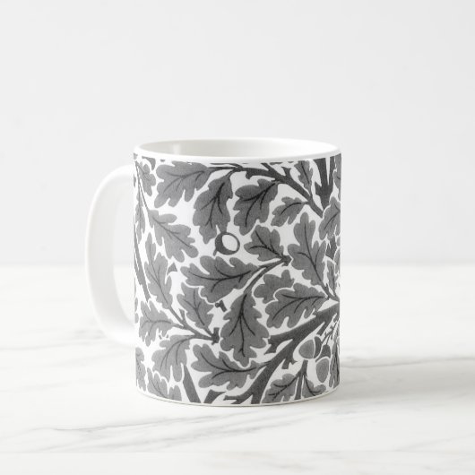 William Morris Oak Leaves, Grey / Grey and White Koffiemok (Voorkant links)