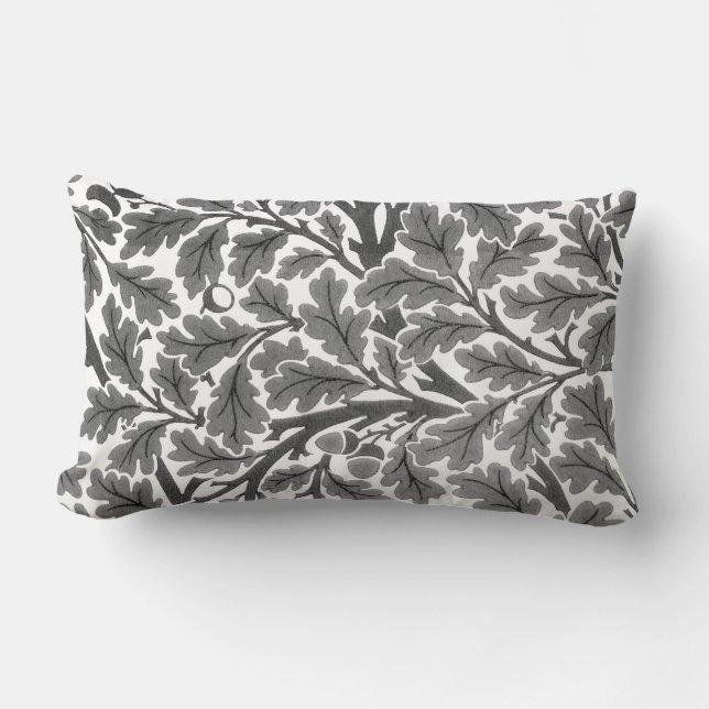 William Morris Oak Leaves, Grey / Grey and White Kussen (Voorkant)