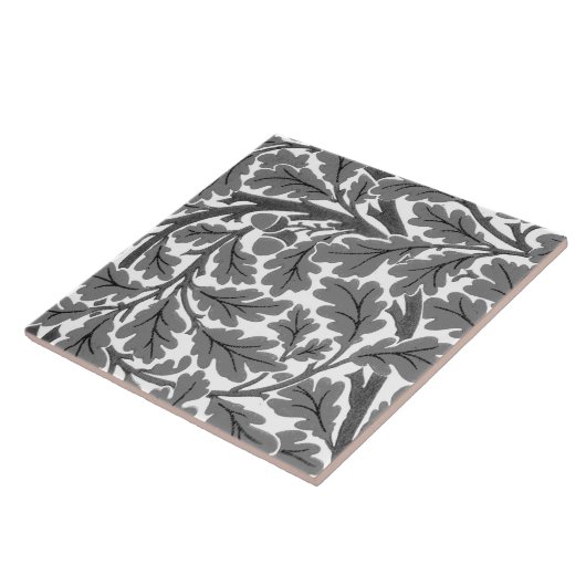 William Morris Oak Leaves, Grey / Grey and White Tegeltje (Zijkant)