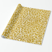 William Morris Oak Leaves, Mustard Yellow & White Cadeaupapier (Uitgerold)