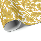 William Morris Oak Leaves, Mustard Yellow & White Cadeaupapier (Rol Hoek)