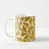 William Morris Oak Leaves, Mustard Yellow & White Koffiemok (Links)