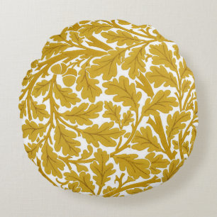 William Morris Oak Leaves, Mustard Yellow & White Rond Kussen