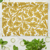 William Morris Oak Leaves, Mustard Yellow & White Theedoek (Gevouwen)