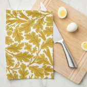 William Morris Oak Leaves, Mustard Yellow & White Theedoek (Quarter Fold)